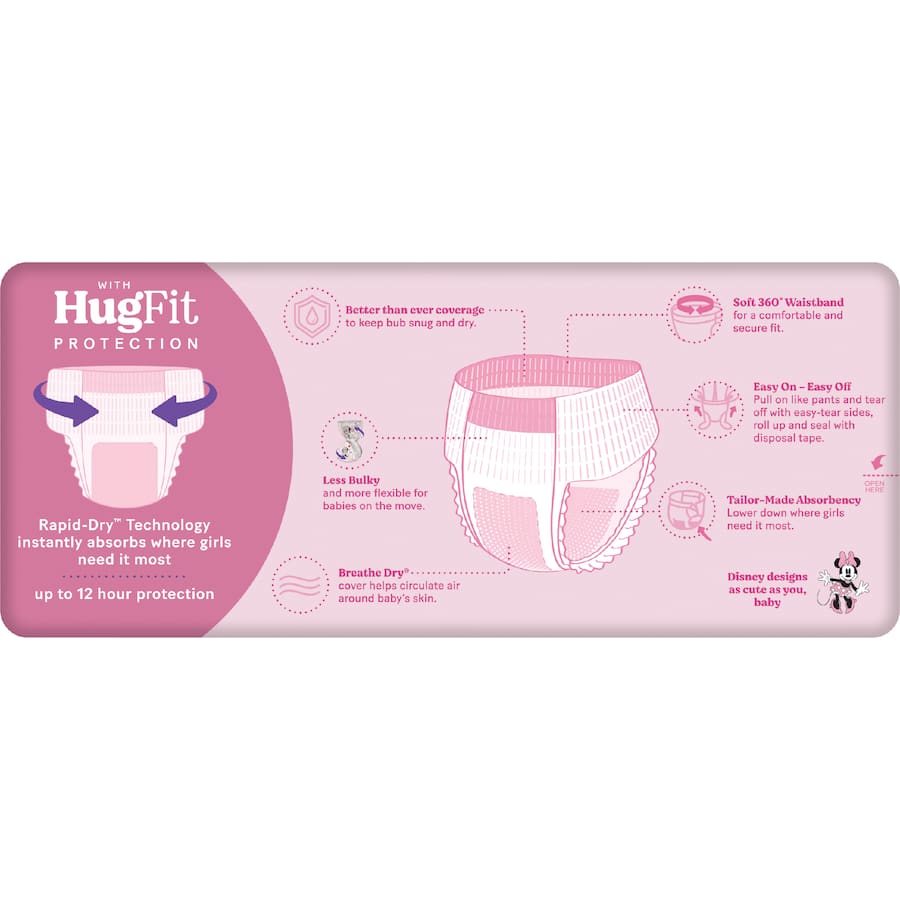 Huggies Ultra Dry Nappy Pants Toddler Girls 9-14kg Size 4 29pack