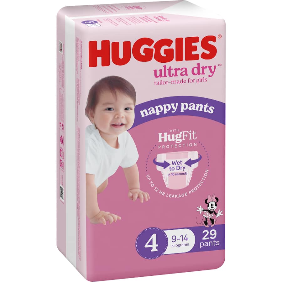 Huggies Ultra Dry Nappy Pants Toddler Girls 9-14kg Size 4 29pack