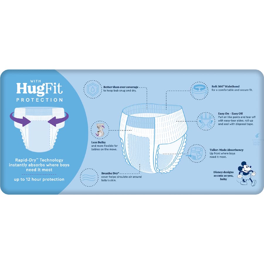 Huggies Ultra Dry Nappy Pants Walker Boys 12-17kg Size 5 26pack