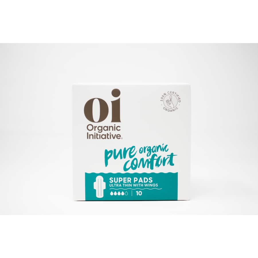 Oi 100% Organic Cotton Pads Ultra Thin Super 10pack