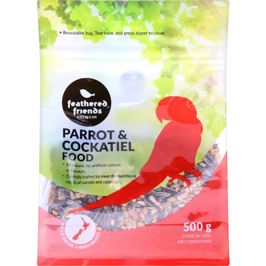 Feathered Friends Pet Food Parrot & Cockatiel Bird Seed Bag 500g