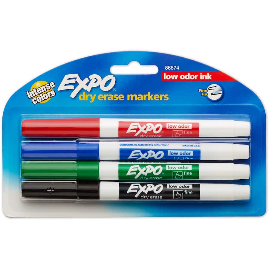 Expo Markers Whiteboard Fine Assorted 4pack