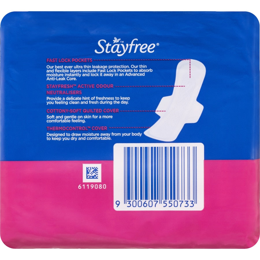 Stayfree Ultra Thin Pads Super Wings 12pack