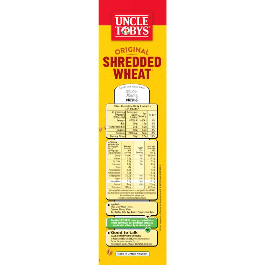 Uncle Tobys Cereal Shredded Wheat - 360g