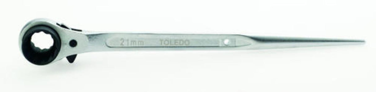Toledo Ratchet Podger features a durable 10mm x 12mm design, perfect for heavy-duty tasks with a tapered end for easy alignment.