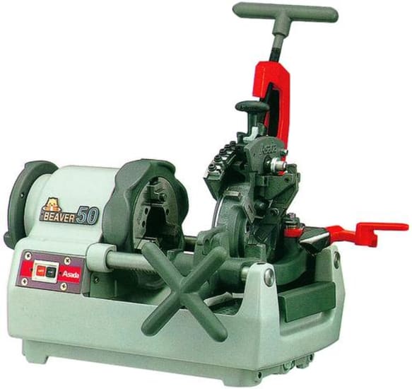 Threading Machine Asada Model B50-AT, professional tool for precise threading on diverse metals with footswitch for safety.