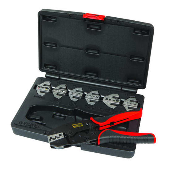 Toledo Multi-Head Wire Crimping Plier Kit 220mm, a versatile tool for precise and durable wire crimping tasks.