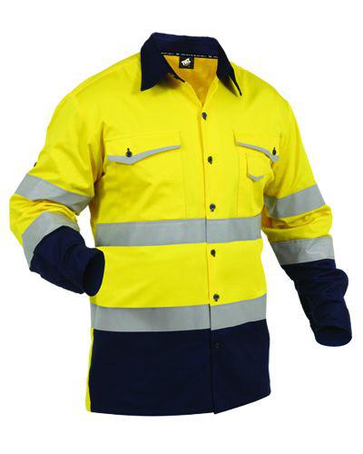 Hi Vis Cotton Shirt, 212021X - Orange/Navy (Size: L)