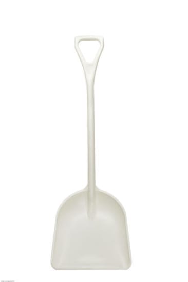 Lightweight white polypropylene shovel, ideal for gardening and landscaping tasks, durable, stylish, and efficient for heavy loads.