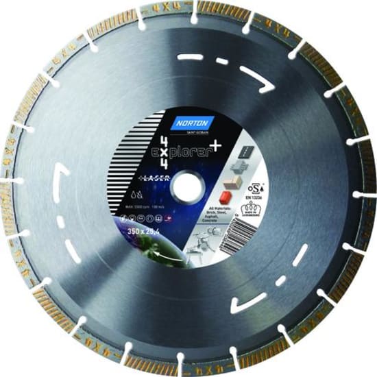 Blade 4X4 Explorer 125x22.23 for precise cutting of concrete, granite, steel, and asphalt with laser welded segments and depth indicator.