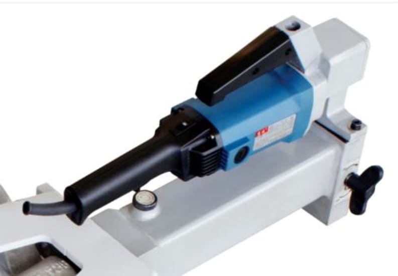Bramley Electric Hydraulic Pipe Bender Model 026E, designed for precise bending of pipes from 1/2" to 2" with ergonomic portability.