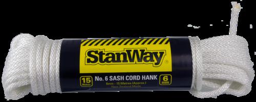 CORD SASH WHITE 6mm x 15m HANK