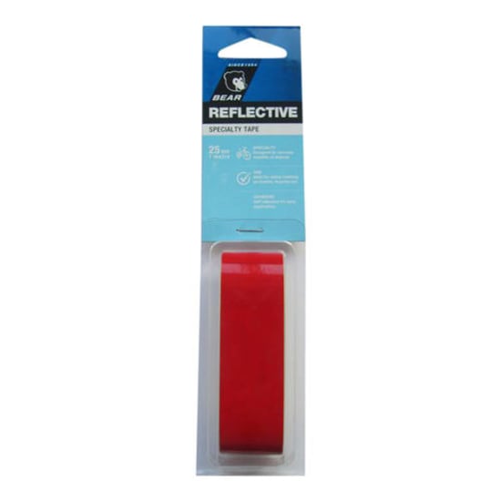 Bear Reflective Tape in red, 25mm x 1m, enhances visibility for safety marking on trailers, bicycles, and outdoor gear.