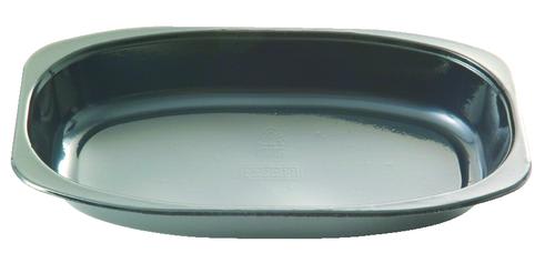 Plix Large Oval Dual Ovenable Tray Black CPET 220x130x32mm 400 (Case)