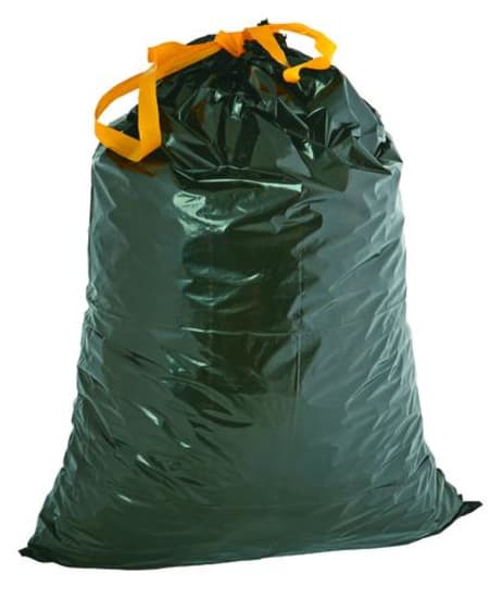 Durable black plastic drawstring rubbish bags, 30um, 630 x 900mm, 50-pack, ideal for efficient waste disposal.