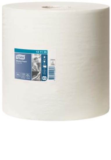 Tork W1,2 Wiping Paper Combi Roll case with 2 rolls of 460m, featuring high absorption and eco-friendly design for efficient clean-ups.