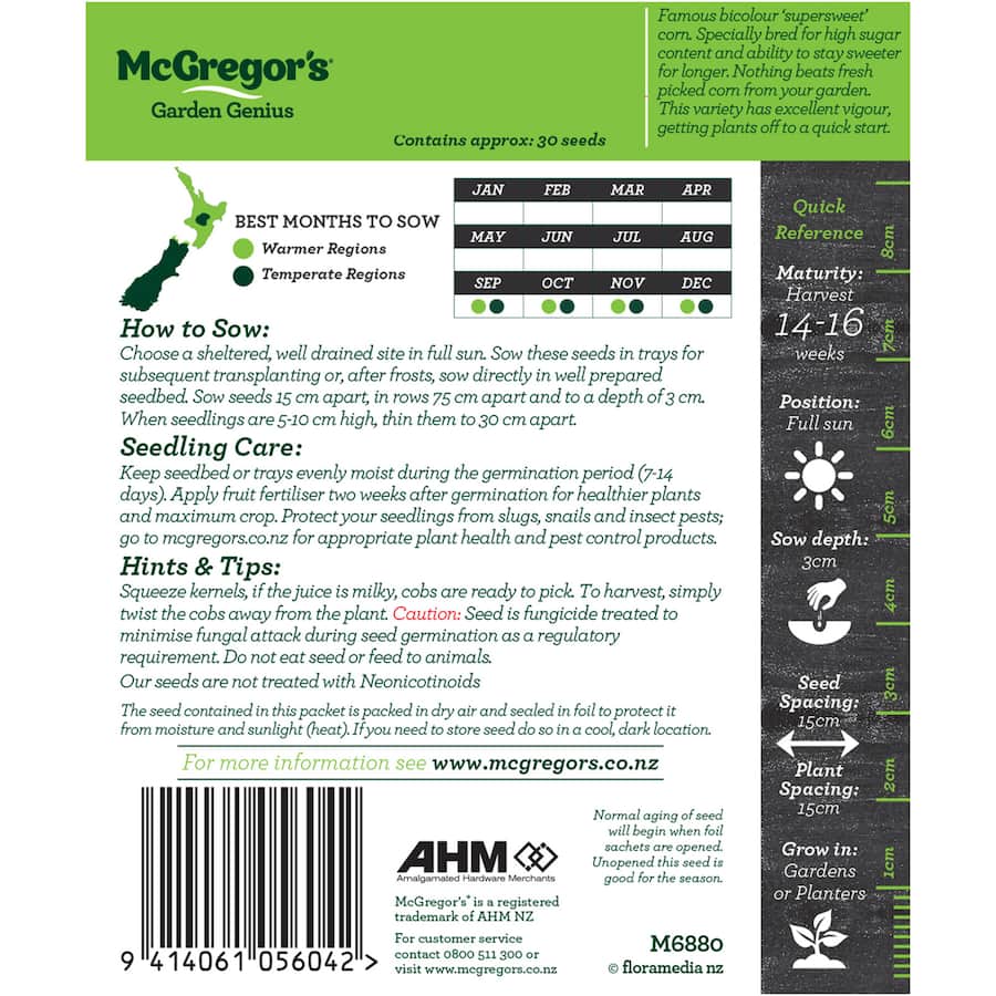 Mcgregors Vegetable Seeds Sweetcorn Honey Pearl