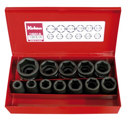Koken 12pc A/F Impact Socket Set - Ë? Drive 1/2"