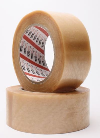Clear FPV1 Premium Vinyl Tape roll, 48mm x 100m, ideal for light/medium weight carton closure, durable in various temperatures.