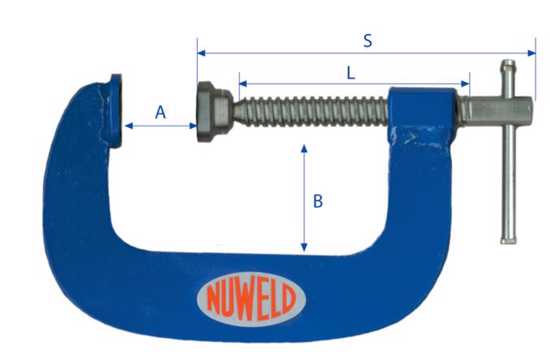 Nuweld Profile Cut Steel "G" Clamps - Bar Type-460mm (Each)