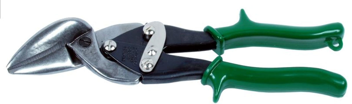 Midwest Offset Aviation Snips Right Hand with ergonomic grips and hot drop-forged blades for precision cutting and durability.