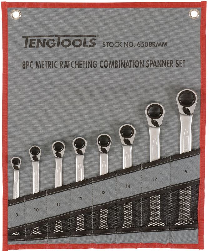 Teng Ratchet Reversible Spanner Set (Metric) 8-19mm 8 Piece
