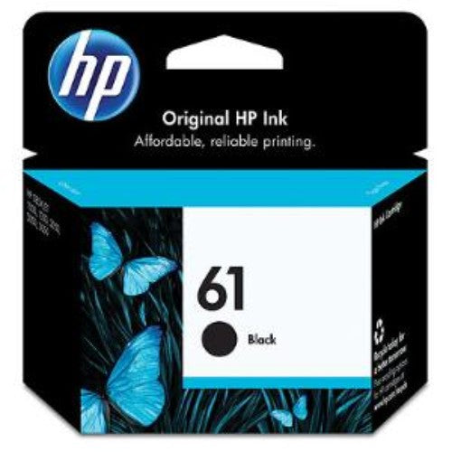 HP 61 Ink Cartridge in black, delivers vibrant color and sharp text, printing up to 190 pages for professional-quality results.
