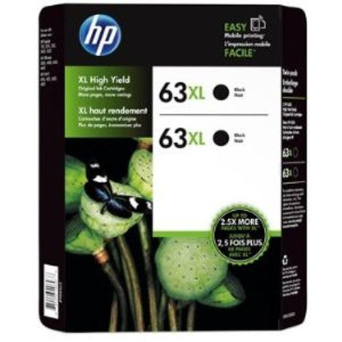 HP 63 Black Original Ink Cartridge for high-quality printing, yields ~190 pages, ideal for home and office use.