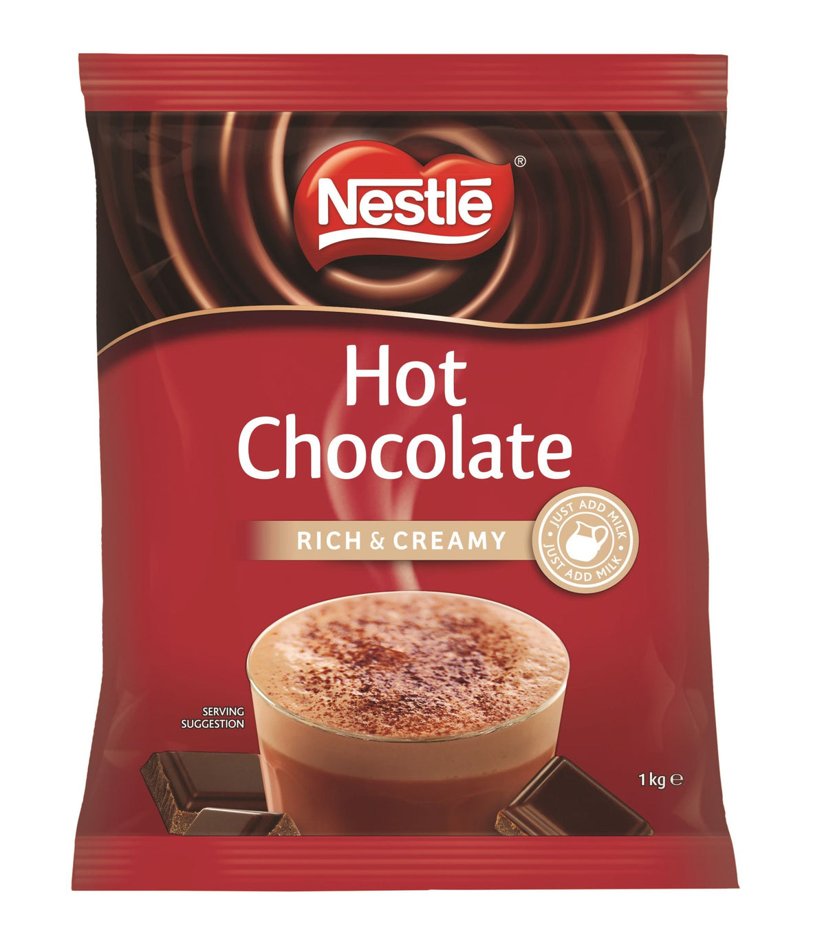 Nestle Hot Chocolate Rich & Creamy Soft Pack 1kg (Pack)