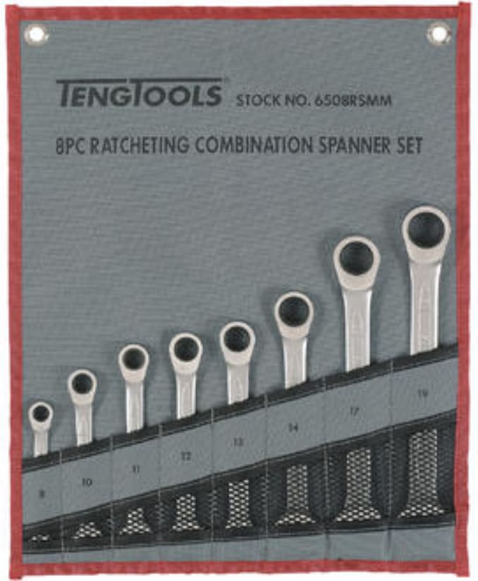 Teng- Ratchet Flat Type Metric Spanner Set 8pc