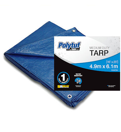 Polytuf Medium Duty Blue Tarpaulin 4.9 x 6.1m