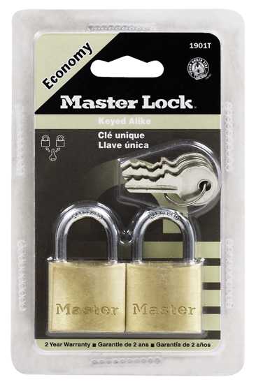 Masterlock Brass Economy Padlocks 1901TAU-20 x 4 x 11mm-2-Pack