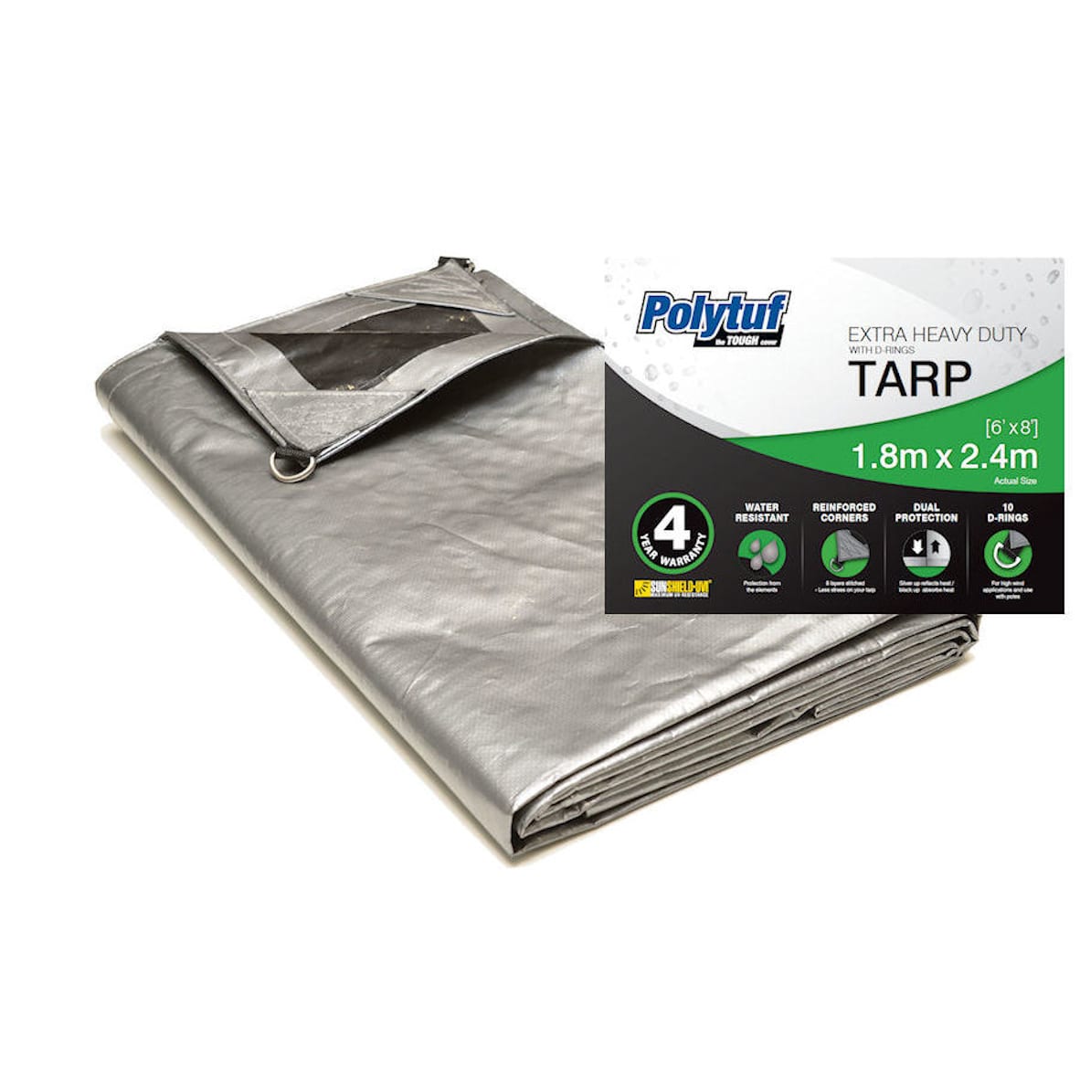 Polytuf Extra Heavy Duty D-Ring Tarpaulin 1.8 x 2.4m