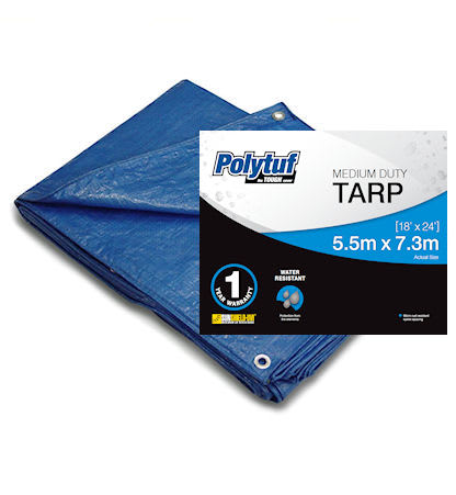 Polytuf Medium Duty Blue Tarpaulin 3.7 x 6.1m