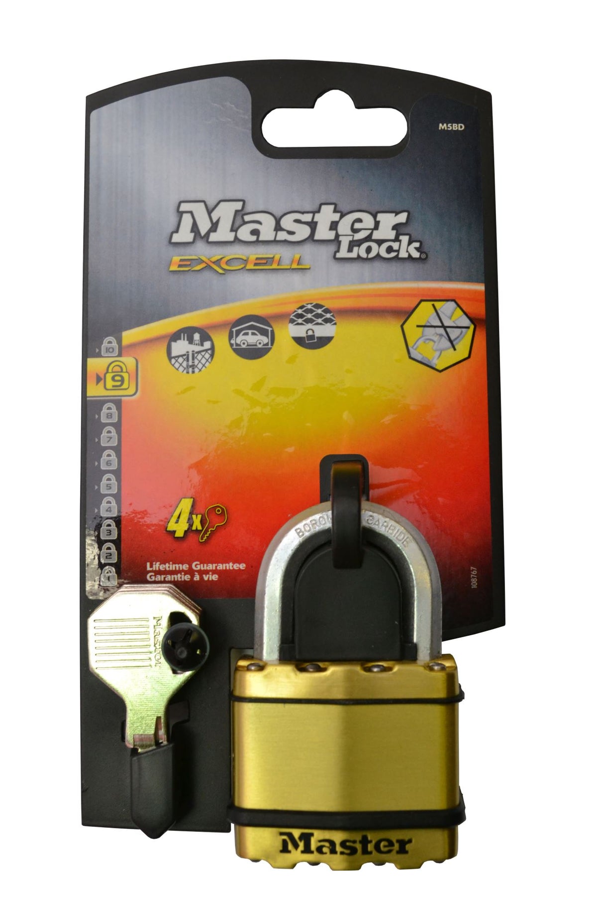 Master Lock Excell Brass Cover Steel Padlock 50mmx9mmx25mm