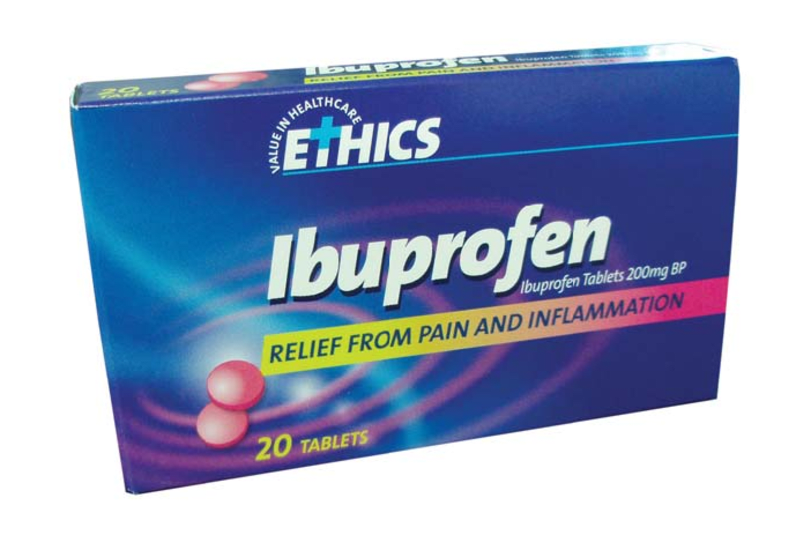 Ibuprofen Tablets in a pack of 20 for effective relief from pain, inflammation, and fever symptoms.