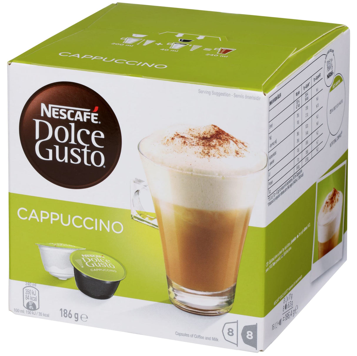 Nescafe Dolce Gusto Cappuccino Coffee Pods 16 Pods (Pack)
