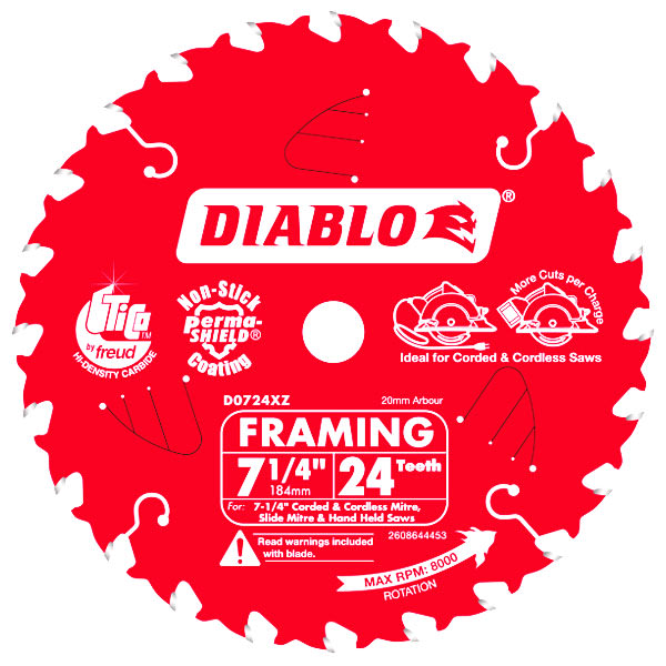 Diablo Circular Saw Blade Wood 24T 184mm x 20mm (Each)