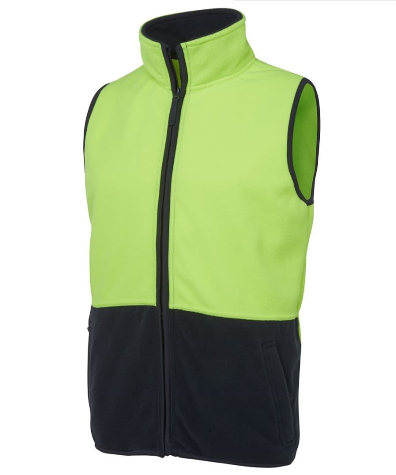 JB's Wear, Hi Vis Polar Vest, 6HVPV - Yellow/Navy (Size: L)