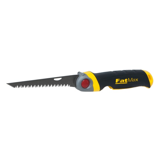 Fatmax Folding Jab Saw with 6-inch blade, locking mechanism, and triple ground teeth for fast, precise cuts in tight spaces.