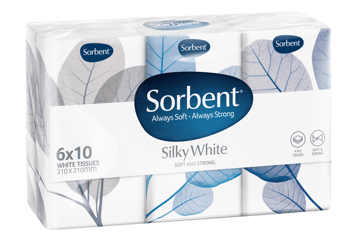 Sorbent Facial Tissues 4 Ply Pocket Pack 6 x 10PK (Pack)