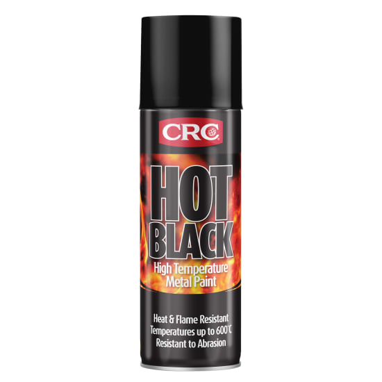 High temp black silicone paint in 400ml aerosol, heat resistant up to 650°C, ideal for metal surfaces and quick application.