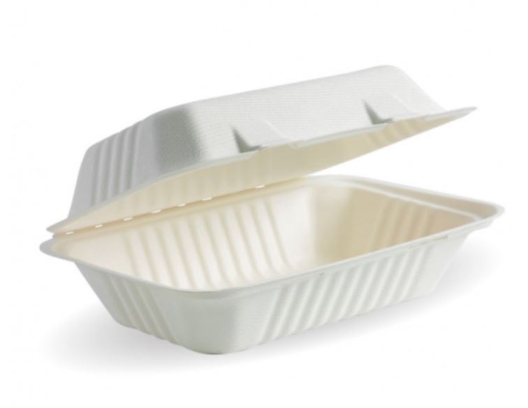 BioPak White Plant Fibre Clamshell 23x15x8cm 125 (Pack)