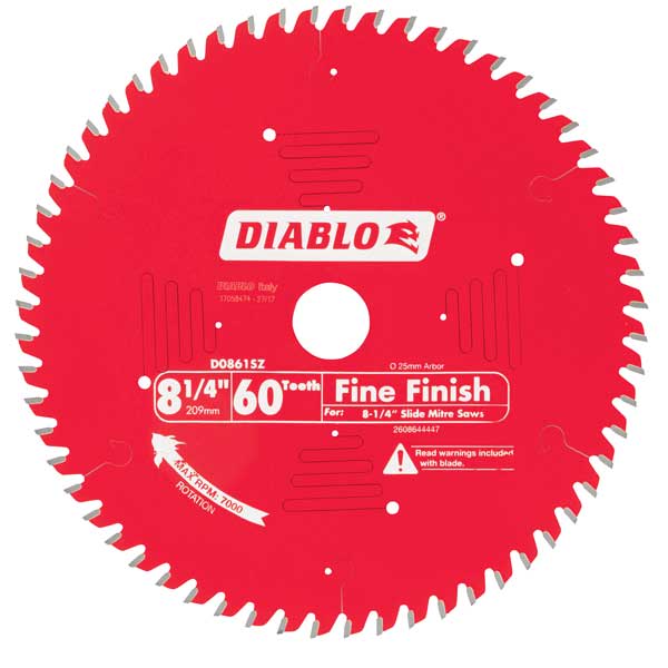 Diablo Saw Blade 60T Fine Finish 8.25"/209mm