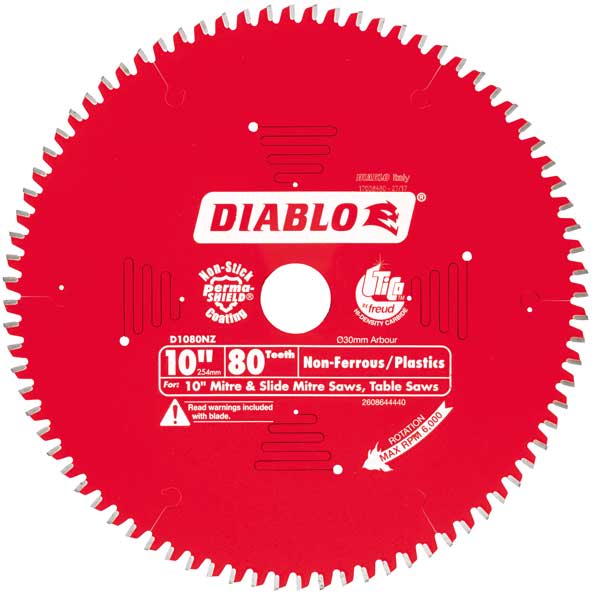 Diablo Saw Blade 80T Non-Ferrous/Plastics 10"/254mm
