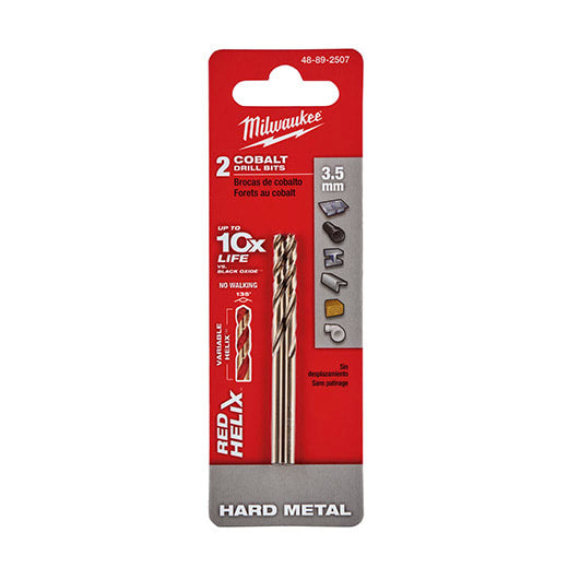 Milwaukee Drill Bit Red Helix Cobalt 2 Pk 3.5mm