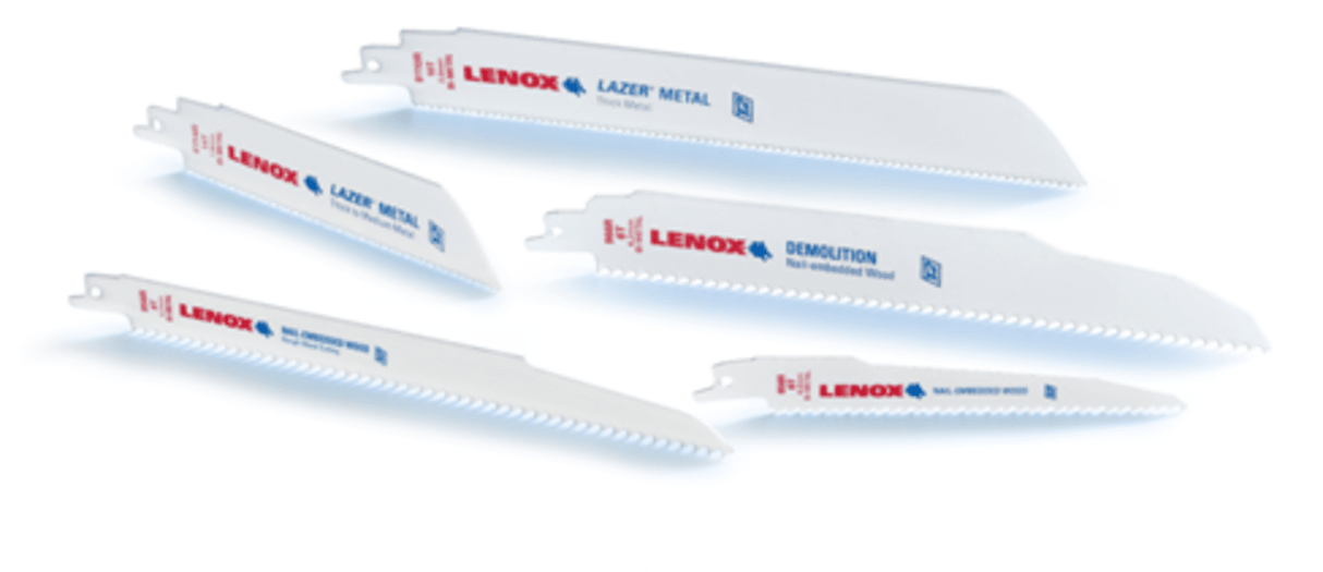 Lenox 5 Piece Reciprocating Saw Blade Set features durable bi-metal blades for cutting various materials with exceptional precision.