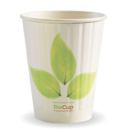 BioPak 80mm Leaf Double Wall Hot BioCup 8oz/255ml 50 (Pack)