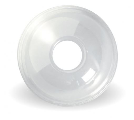 BioPak Clear PLA Dome BioCup Lid with 22mm Hole 300-700ml 100 (Pack)