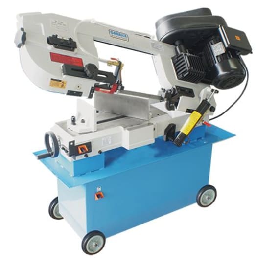 Garrick BS712 7" Bandsaw with swivel vice, hydraulic control, and powerful 750W motor for precise woodworking cuts.